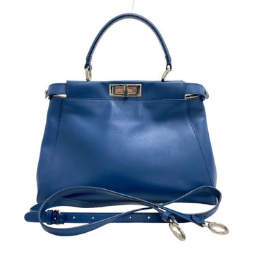 FENDI 8BN226 Peekaboo Shoulder Bag Handbag Blue Unisex Z0005985
