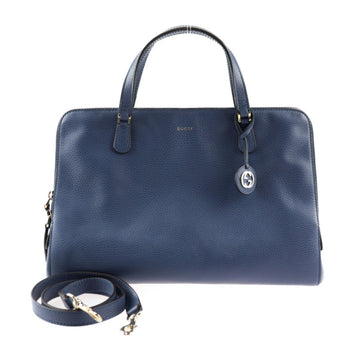 GUCCI Interlocking G Handbag 388558 Leather Blue Shoulder Bag