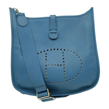 HERMES Evelyn 3 PM Shoulder Bag Taurillon Clemence Leather Blue Thalassa X Stamp
