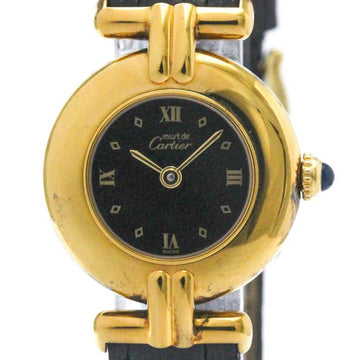 CARTIER Must Colisee Gold Plated Leather Quartz Ladies Watch 590002 BF569998