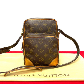 LOUIS VUITTON Amazon Monogram Leather Shoulder Bag Pochette Sacoche Brown 25982