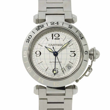 CARTIER Pasha C Meridian GMT W31078M7 Boys' Watch Date Silver Dial Automatic Self-Winding PashaC