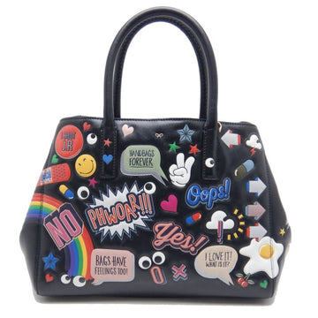 ANYA HINDMARCH Stickers Tote Bag Leather Black Multi 250174