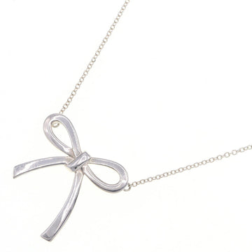 TIFFANY Necklace Bow Pendant Silver SV Sterling 925 Ribbon Choker Women's &Co.