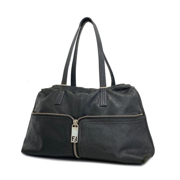 FENDI Tote Bag Leather Black Women's