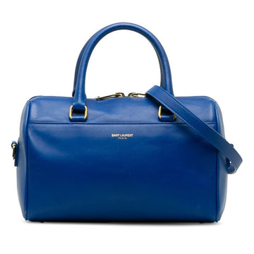 SAINT LAURENT Baby Duffle Handbag Shoulder Bag 330958 Blue Leather Women's