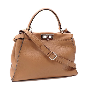 FENDI Peekaboo Medium Handbag for Women Brown Leather 8BN290 Selleria