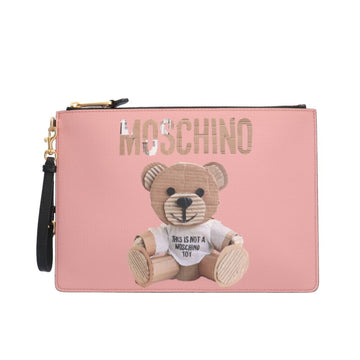 MOSCHINO Clutch Bag Leather Pink Women's