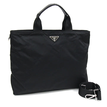 PRADA Handbag BN2387 Black Nylon Tote Triangle Ladies