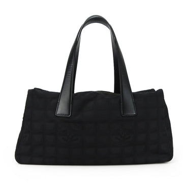 CHANEL Handbag Boston Bag New Travel Line Jacquard Nylon Black No.8 Women's