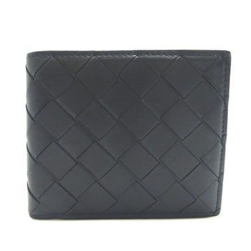 BOTTEGA VENETA Intrecciato Compact Wallet Women's Bi-fold Leather Black