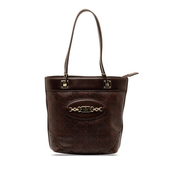 GUCCIssima Horsebit Handbag Tote Bag 145994 Brown Gold Leather Women's
