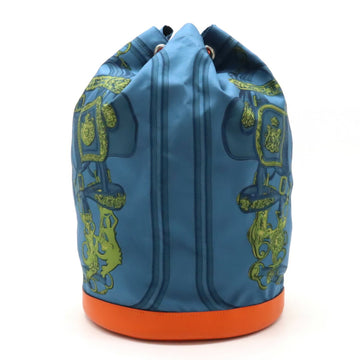 HERMES Soircool 22 BRIDES de GALA Shoulder bag Backpack Silk Leather Blue Orange Q stamp