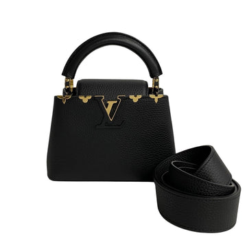 LOUIS VUITTON Capucines MINI flower metal fittings leather 2way handbag shoulder bag black 18716