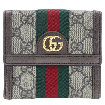 GUCCI W Bi-fold Wallet 523173 GG Supreme Canvas Snap Button Double Sided Women's I131824109