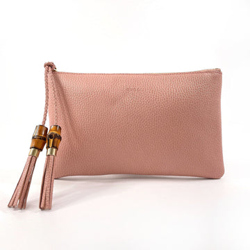 GUCCI Bamboo Tassel 449652 Clutch Bag Leather Pink Women's F4013916