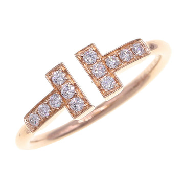 TIFFANY Ring T Diamond Wire 750RG No. 11.5 Women's Pave Pink Gold PG &Co.