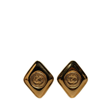 CHANEL Coco Mark Diamond Earrings Gold Plated Women's