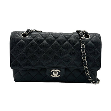CHANEL Women's Caviar Leather Shoulder Bag Black