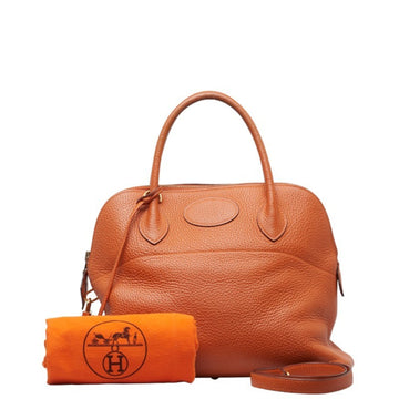 HERMES Polide 31 Handbag Shoulder Bag Orange Taurillon Clemence Women's