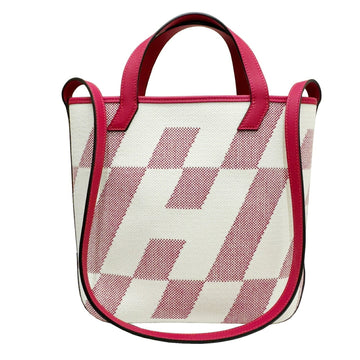 HERMES H Ambier 27cm Shoulder Bag Handbag U-Engraved Toile Swift Raspberry Women's Canvas Pink