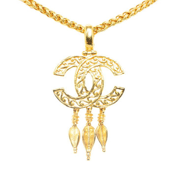 CHANEL Coco Mark Swing Necklace Gold Plated Women's
