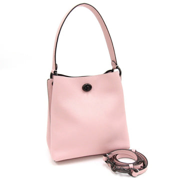 COACH Shoulder Bag Willow Bucket Color Block 89102 Light Pink Leather Turnlock Women's