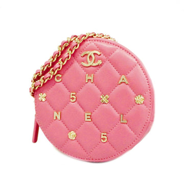 CHANEL Shoulder Bag Matelasse Chain Lambskin Pink Ladies