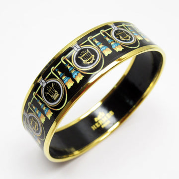 HERMES bangle bracelet cloisonne metal enamel gold black multicolor women's w0346a