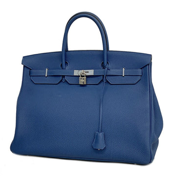HERMES Handbag Birkin 40 D Engraved Togo Blue de Malte Men's Women's