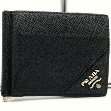 PRADA business card holder/card case bi-fold holder black saffiano leather men women ITDOJLJ6Z0W5