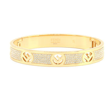 FENDI Bracelet F is 8AH5406 Gold Metal Crystal S Size Bangle Women's