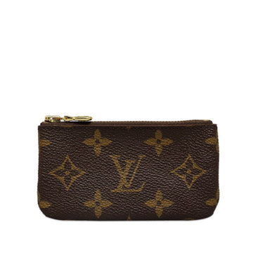 LOUIS VUITTON Monogram Pochette Cle Coin Case Key Purse M62650 Brown PVC Leather Women's