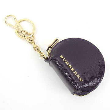 BURBERRY Coin Case 3947367 Purple Leather Bag Charm Pouch Purse Key Hook