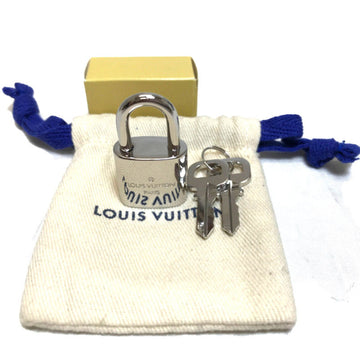 LOUIS VUITTON Padlock Key Necklace Top Charm Silver Color Shiny Metal