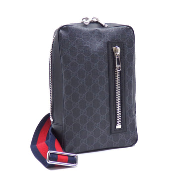 GUCCI Body Bag Soft GG Supreme Sling Backpack Men's Black PVC Leather 478325 A2229568