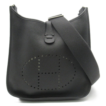 HERMES Evelyn 3PM Black Shoulder Bag Black Noir Black Taurillon Clemence leather