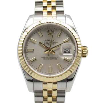 ROLEX Datejust D Wrist Watch 179173 Mechanical Automatic Silver BA K18 [Yellow Gold] Stainless Steel 179173