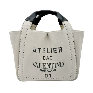 VALENTINO GARAVANI Garavani Handbag Shoulder Bag Canvas/Leather Ivory x Black Women's z0700