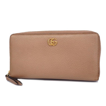 GUCCI Long Wallet GG Marmont 456117 Leather Pink Beige Women's