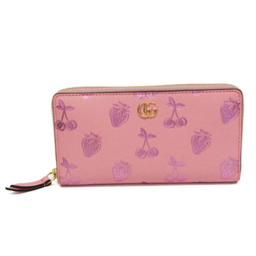 GUCCI Valentines Day Cherry Strawberry Print 456117 Women's Leather Long Wallet [bi-fold] Light Pink,Purple