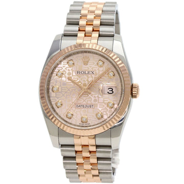 ROLEX 116231G Datejust 10P Diamond Watch Stainless Steel/SSxK18RG/Everose Gold Men's