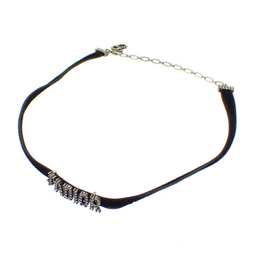 CHRISTIAN DIOR J'ADIOR Choker Women's Rhinestone Silk Metal Black Necklace A210663