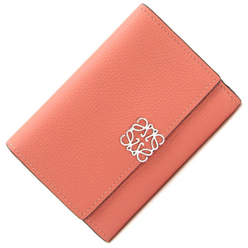 LOEWE Tri-fold Wallet Anagram Vertical Small C821S33X01 Pink Leather Compact Women's
