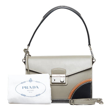 PRADA handbag shoulder bag grey multicolor leather women's