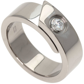 CARTIER Anniversary 1P Diamond #48 Ring, K18 White Gold, Women's,