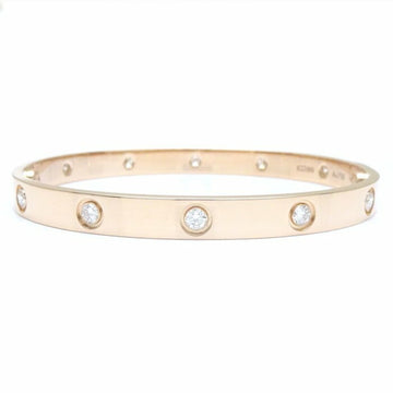 CARTIER Love Bracelet Full Diamond 10P #18 K18PG Pink Gold 291459