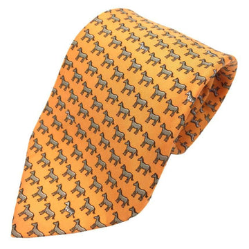HERMES tie horse zebra orange 100% silk men's