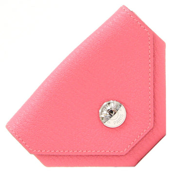 HERMES Coin Case Le Vingt Quatre Pink Chevre C Stamp 2018 Manufactured Purse Wallet Serie Women's