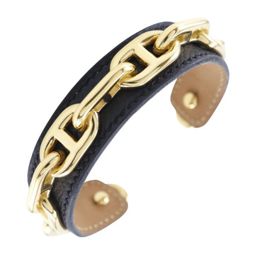 HERMES Bangle Gold Plated x Leather Approx. 31.0g Women's